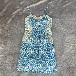 Mossimo Blue Patterned Bustier Style Sun Dress with Pockets
